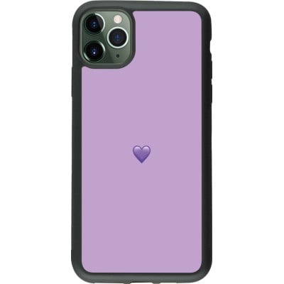 Coque iPhone 11 Pro Max - Silicone rigide noir Valentine 2023 purpule single heart