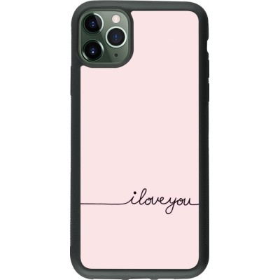 Coque iPhone 11 Pro Max - Silicone rigide noir Valentine 2023 i love you writing