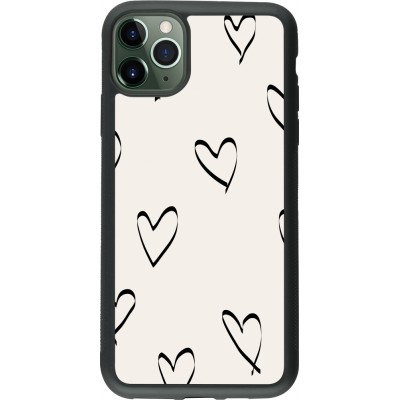 Coque iPhone 11 Pro Max - Silicone rigide noir Valentine 2023 minimalist hearts