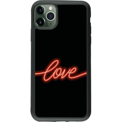 Coque iPhone 11 Pro Max - Silicone rigide noir Valentine 2023 neon love