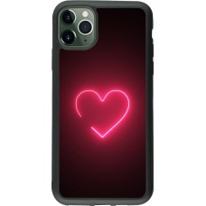 Coque iPhone 11 Pro Max - Silicone rigide noir Valentine 2023 single neon heart