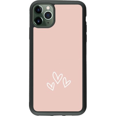 Coque iPhone 11 Pro Max - Silicone rigide noir Valentine 2023 three minimalist hearts