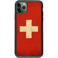 Coque iPhone 11 Pro Max - Silicone rigide noir Vintage Flag SWISS