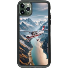 Coque iPhone 11 Pro Max - Silicone rigide noir Vol Alpin Suisse