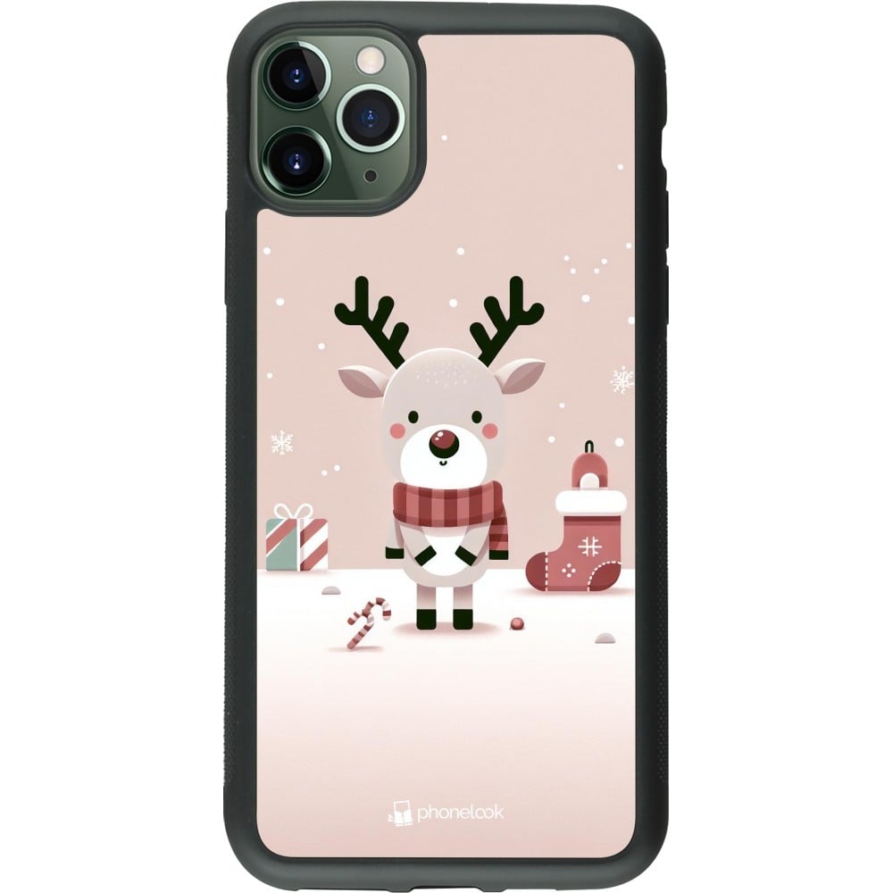 Coque iPhone 11 Pro Max - Silicone rigide noir Noël 2023 Choupinette Renne