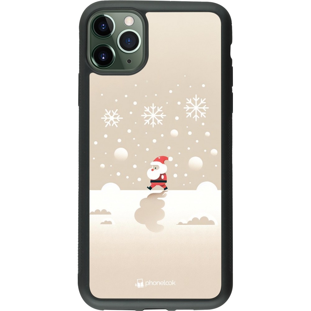 Coque iPhone 11 Pro Max - Silicone rigide noir Noël 2023 Minimalist Santa