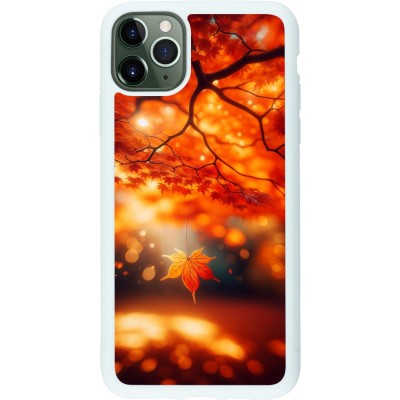 Coque iPhone 11 Pro Max - Silicone rigide blanc Automne Magique Orange