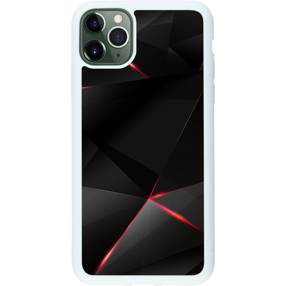 Coque iPhone 11 Pro Max - Silicone rigide blanc Black Red Lines