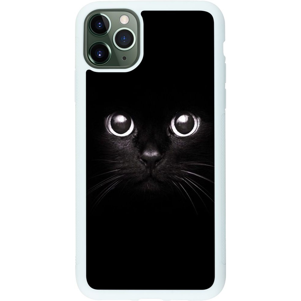 Coque iPhone 11 Pro Max - Silicone rigide blanc Cat eyes