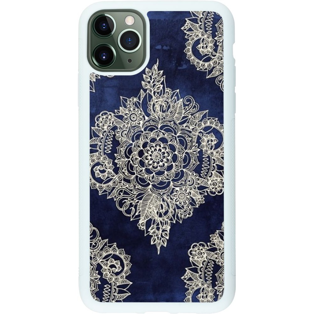 Coque iPhone 11 Pro Max - Silicone rigide blanc Cream Flower Moroccan