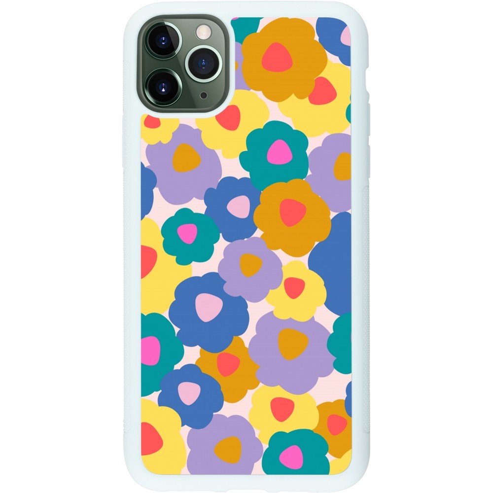 Coque iPhone 11 Pro Max - Silicone rigide blanc Easter 2024 flower power