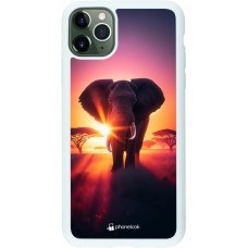 Coque iPhone 11 Pro Max - Silicone rigide blanc Elephant Sunrise Beauty