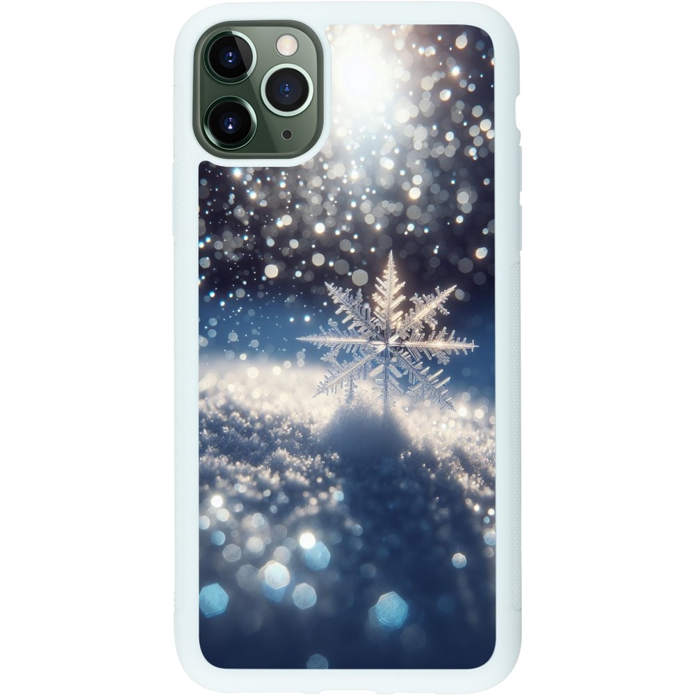 Coque iPhone 11 Pro Max - Silicone rigide blanc Flocon Solaire Éclat