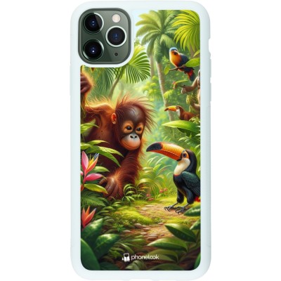 Coque iPhone 11 Pro Max - Silicone rigide blanc Jungle Tropicale Tayrona