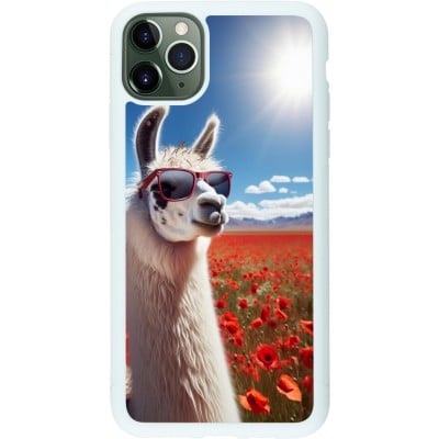 Coque iPhone 11 Pro Max - Silicone rigide blanc Lama Chic en Coquelicot