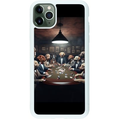 Coque iPhone 11 Pro Max - Silicone rigide blanc Les pokerdogs