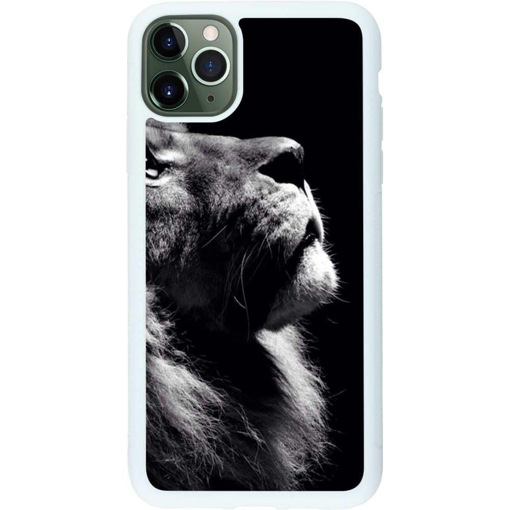 Coque iPhone 11 Pro Max - Silicone rigide blanc Lion looking up