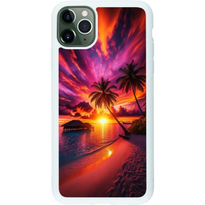 Coque iPhone 11 Pro Max - Silicone rigide blanc Maldives Dusk Bliss