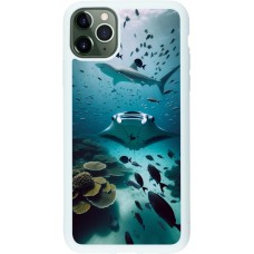 Coque iPhone 11 Pro Max - Silicone rigide blanc Manta Lagon Nettoyage