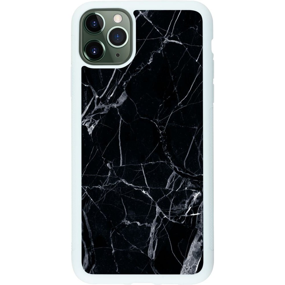 Coque iPhone 11 Pro Max - Silicone rigide blanc Marble Black 01