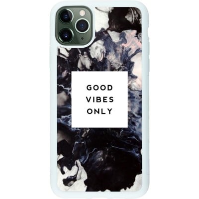 Coque iPhone 11 Pro Max - Silicone rigide blanc Marble Good Vibes Only