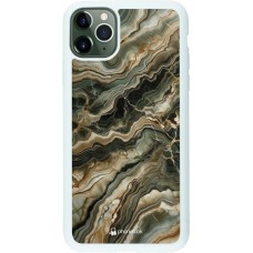 Coque iPhone 11 Pro Max - Silicone rigide blanc Marbre Olive