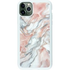 Coque iPhone 11 Pro Max - Silicone rigide blanc Marbre Rose Lumineux