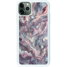 Coque iPhone 11 Pro Max - Silicone rigide blanc Marbre violette argentée