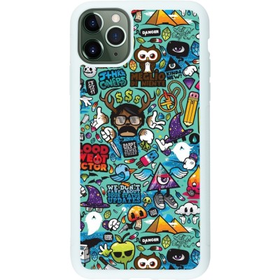 Coque iPhone 11 Pro Max - Silicone rigide blanc Mixed Cartoons Turquoise