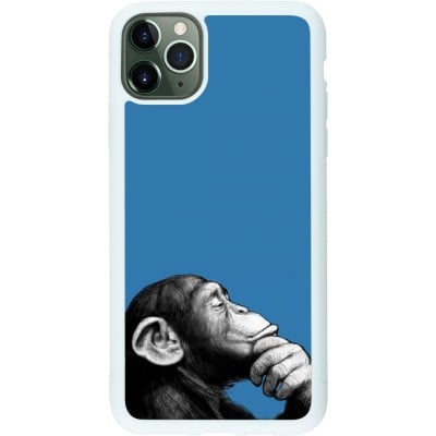 Coque iPhone 11 Pro Max - Silicone rigide blanc Monkey Pop Art