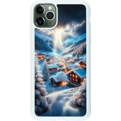 Coque iPhone 11 Pro Max - Silicone rigide blanc Mont Neige Lumière