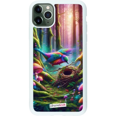 Coque iPhone 11 Pro Max - Silicone rigide blanc Oiseau Nid Forêt