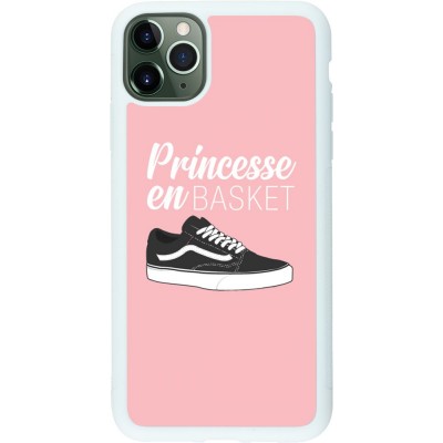 Coque iPhone 11 Pro Max - Silicone rigide blanc princesse en basket