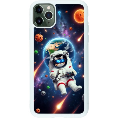 Coque iPhone 11 Pro Max - Silicone rigide blanc VR SpaceCat Odyssey