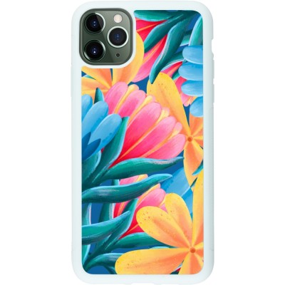 Coque iPhone 11 Pro Max - Silicone rigide blanc Spring 23 colorful flowers