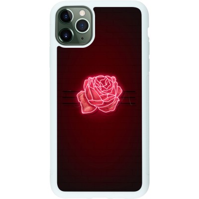 Coque iPhone 11 Pro Max - Silicone rigide blanc Spring 23 neon rose