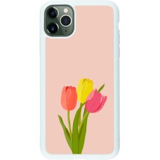 Coque iPhone 11 Pro Max - Silicone rigide blanc Spring 23 tulip trio