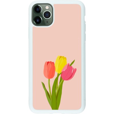 Coque iPhone 11 Pro Max - Silicone rigide blanc Spring 23 tulip trio