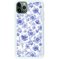 Coque iPhone 11 Pro Max - Silicone rigide blanc Spring 23 watercolor blue flowers