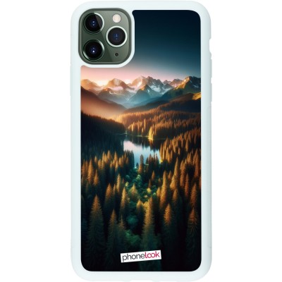 Coque iPhone 11 Pro Max - Silicone rigide blanc Sunset Forest Lake