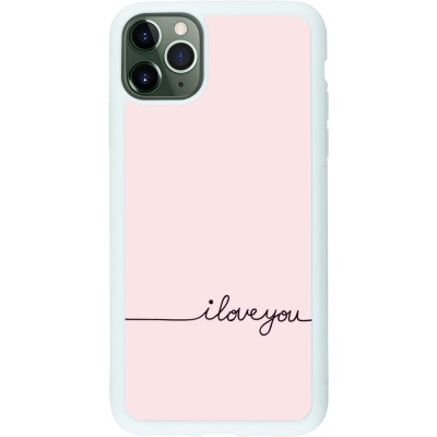 Coque iPhone 11 Pro Max - Silicone rigide blanc Valentine 2023 i love you writing