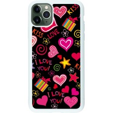 Coque iPhone 11 Pro Max - Silicone rigide blanc Valentine 2023 love symbols