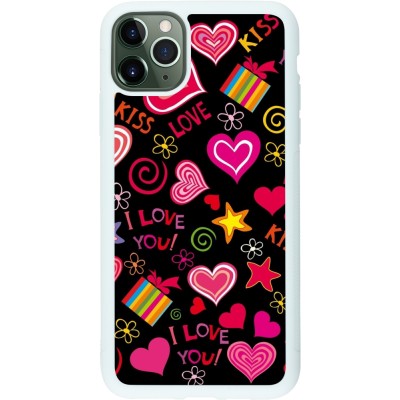 Coque iPhone 11 Pro Max - Silicone rigide blanc Valentine 2023 love symbols