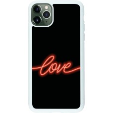 Coque iPhone 11 Pro Max - Silicone rigide blanc Valentine 2023 neon love