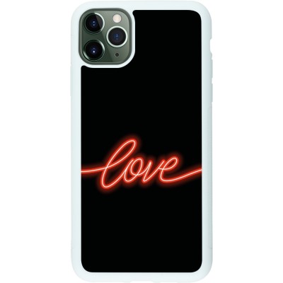 Coque iPhone 11 Pro Max - Silicone rigide blanc Valentine 2023 neon love