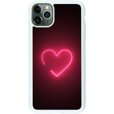 Coque iPhone 11 Pro Max - Silicone rigide blanc Valentine 2023 single neon heart