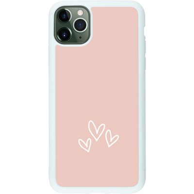 Coque iPhone 11 Pro Max - Silicone rigide blanc Valentine 2023 three minimalist hearts