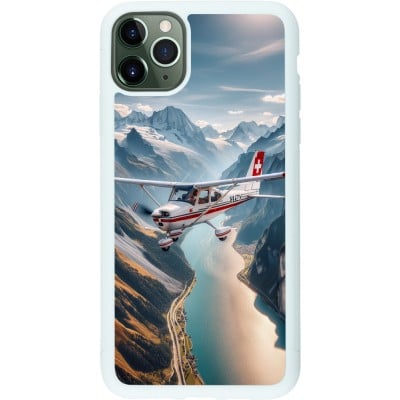 Coque iPhone 11 Pro Max - Silicone rigide blanc Vol Alpin Suisse