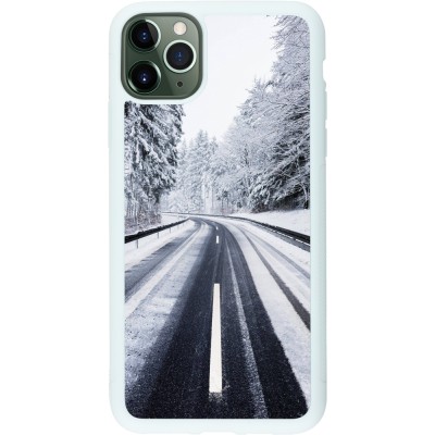 Coque iPhone 11 Pro Max - Silicone rigide blanc Winter 22 Snowy Road