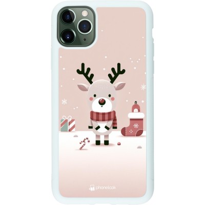 Coque iPhone 11 Pro Max - Silicone rigide blanc Noël 2023 Choupinette Renne